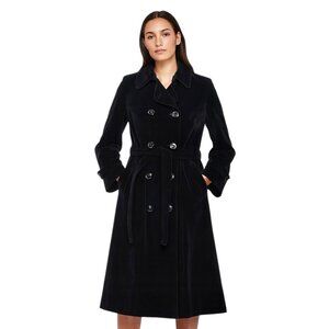 Women's Vintage Roth-Le Cover Black Belted Cotton Trench Coat, 14 (L)